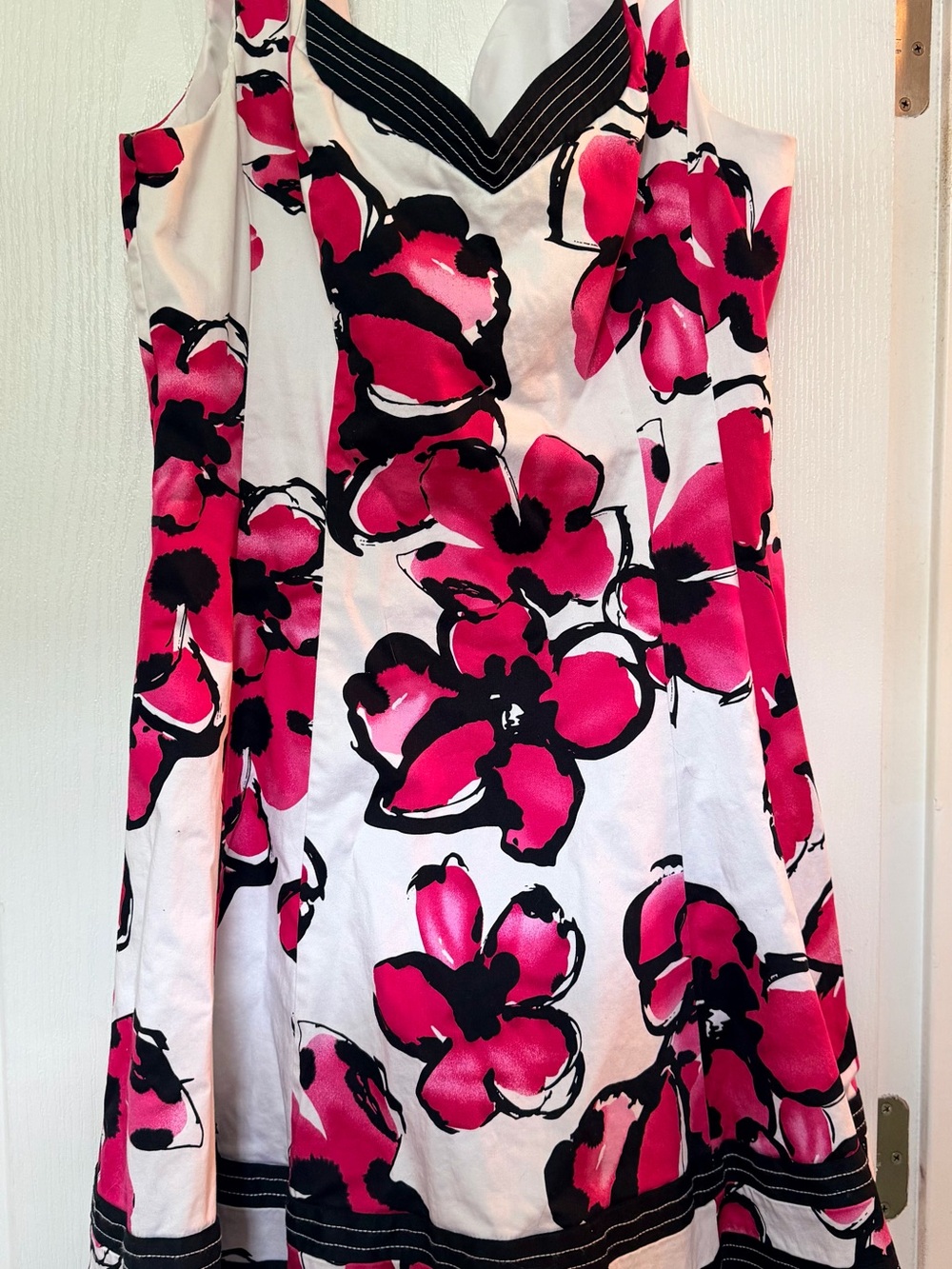 Rena Rowan Pink and Black Floral Midi Dress